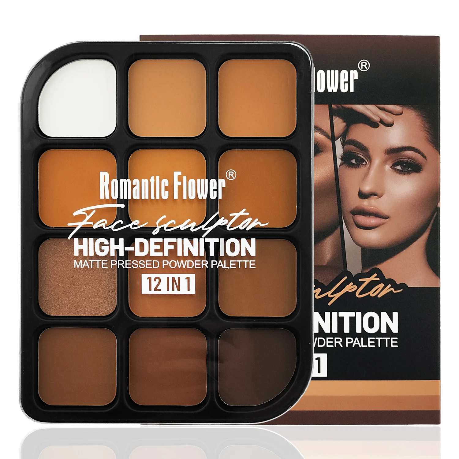 Highlighter Bronzer Palette - Paleta do konturowania Deep Skin 12-kolorowa