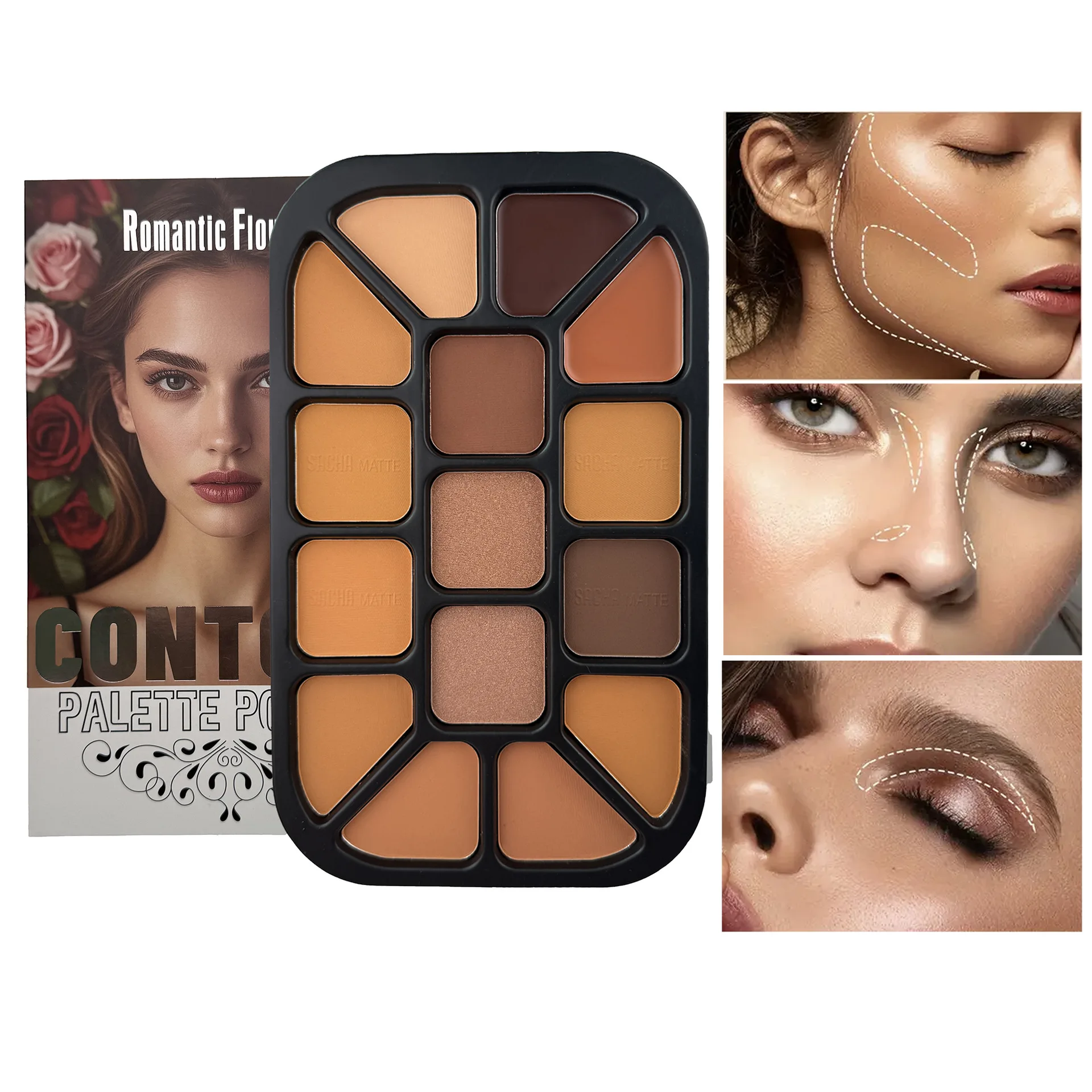 Highlighter Bronzer Palette - Paleta do konturowania twarzy 15 kolorów,